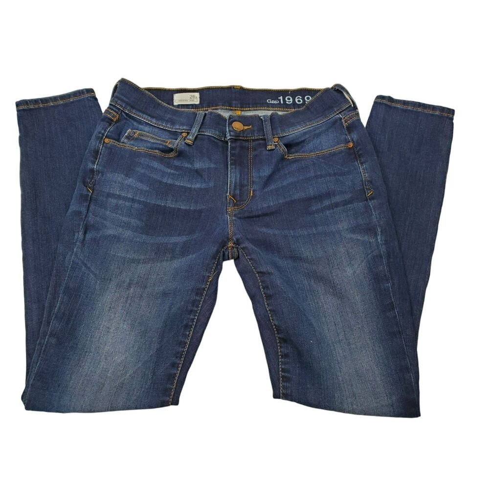 Gap 1969 Womens 26s Legging Dark Wash Blue Denim Jeans‎